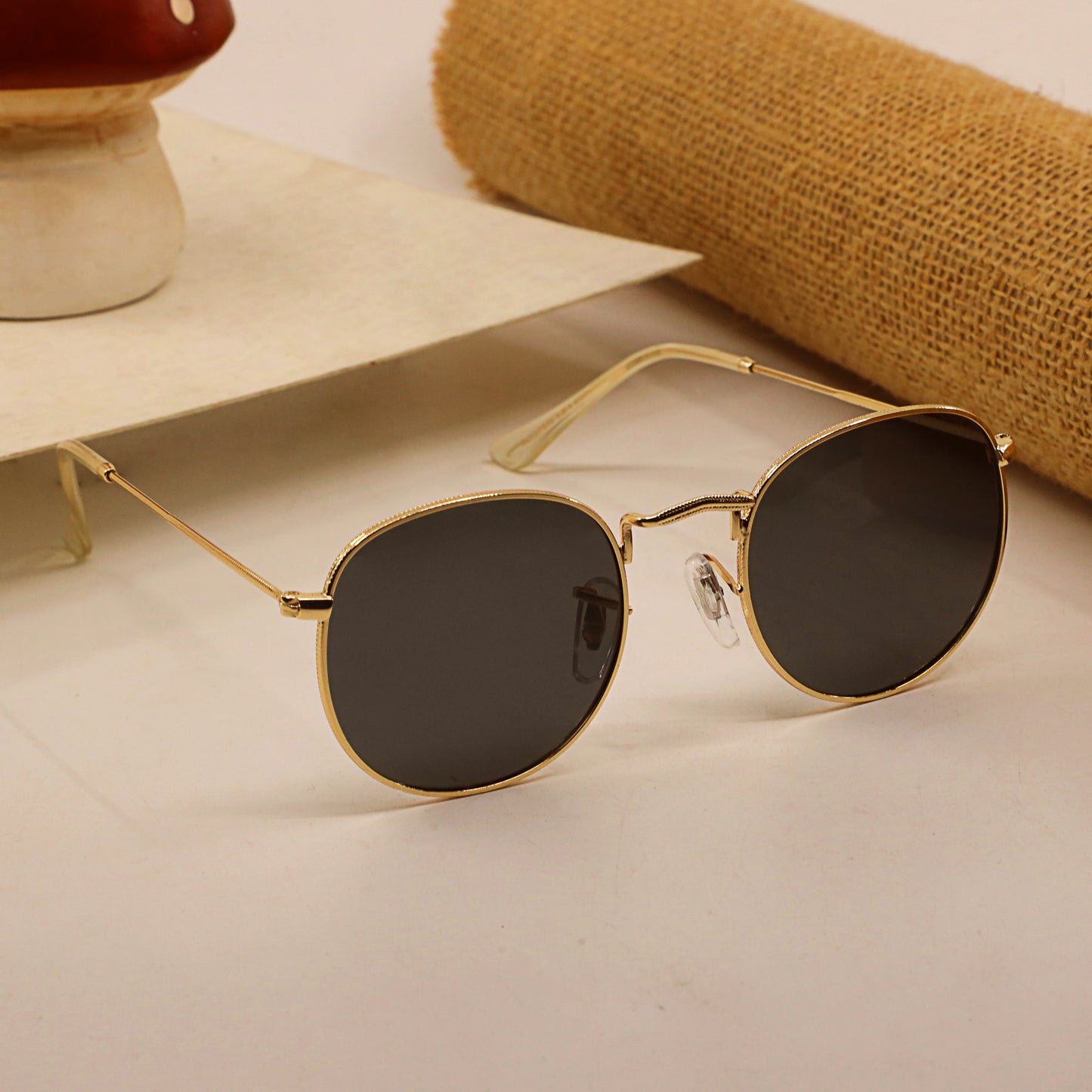 Luxy Gold and Black Unisex Sunglasses