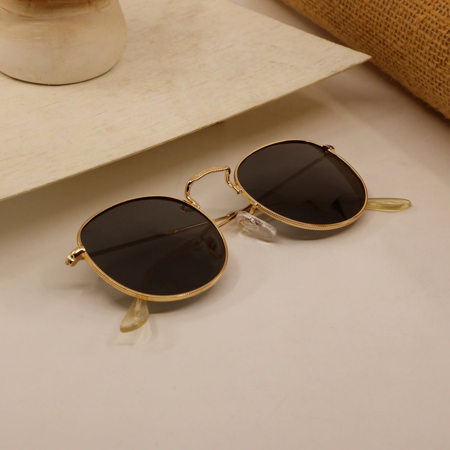 Luxy Gold and Black Unisex Sunglasses