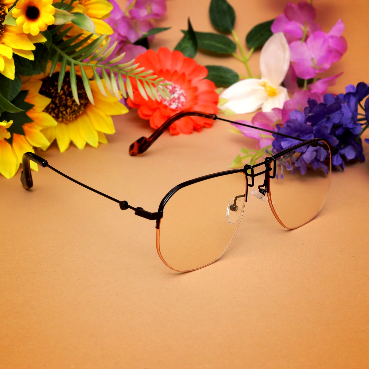 Ploy Black And Pink Retro Square Sunglasses