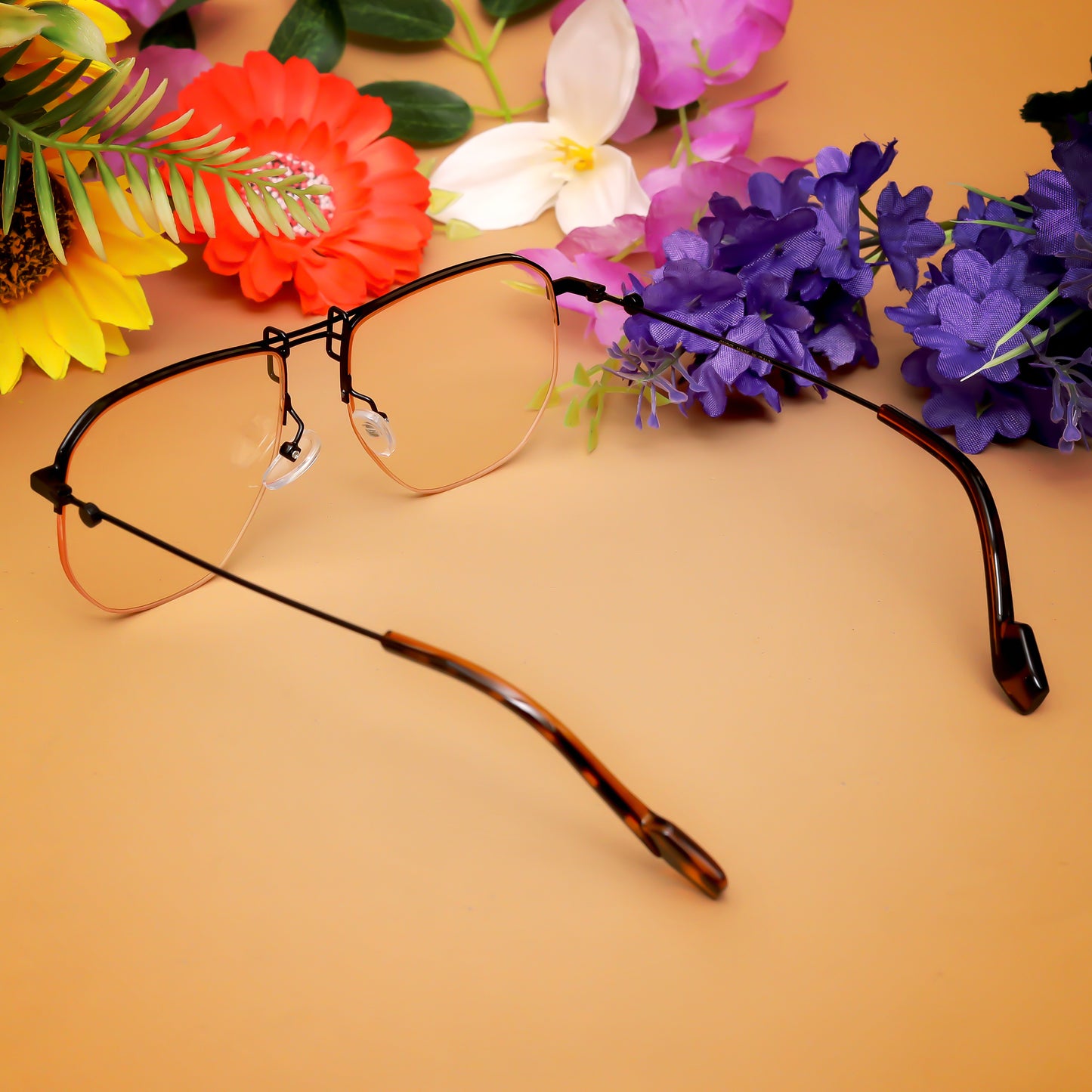 Ploy Black And Pink Retro Square Sunglasses