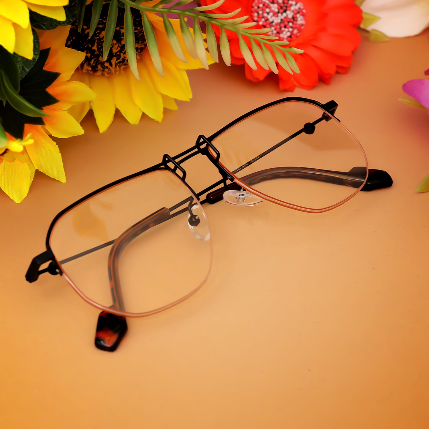 Ploy Black And Pink Retro Square Sunglasses