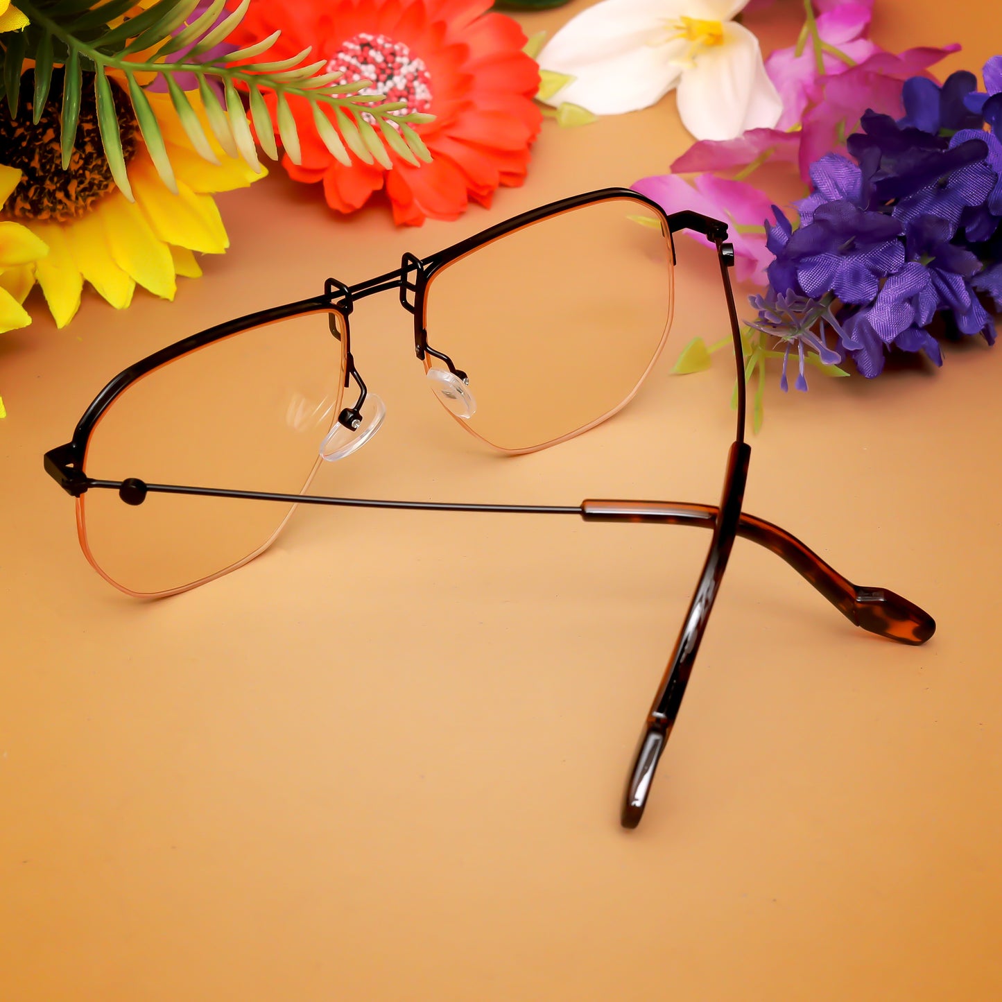Ploy Black And Pink Retro Square Sunglasses