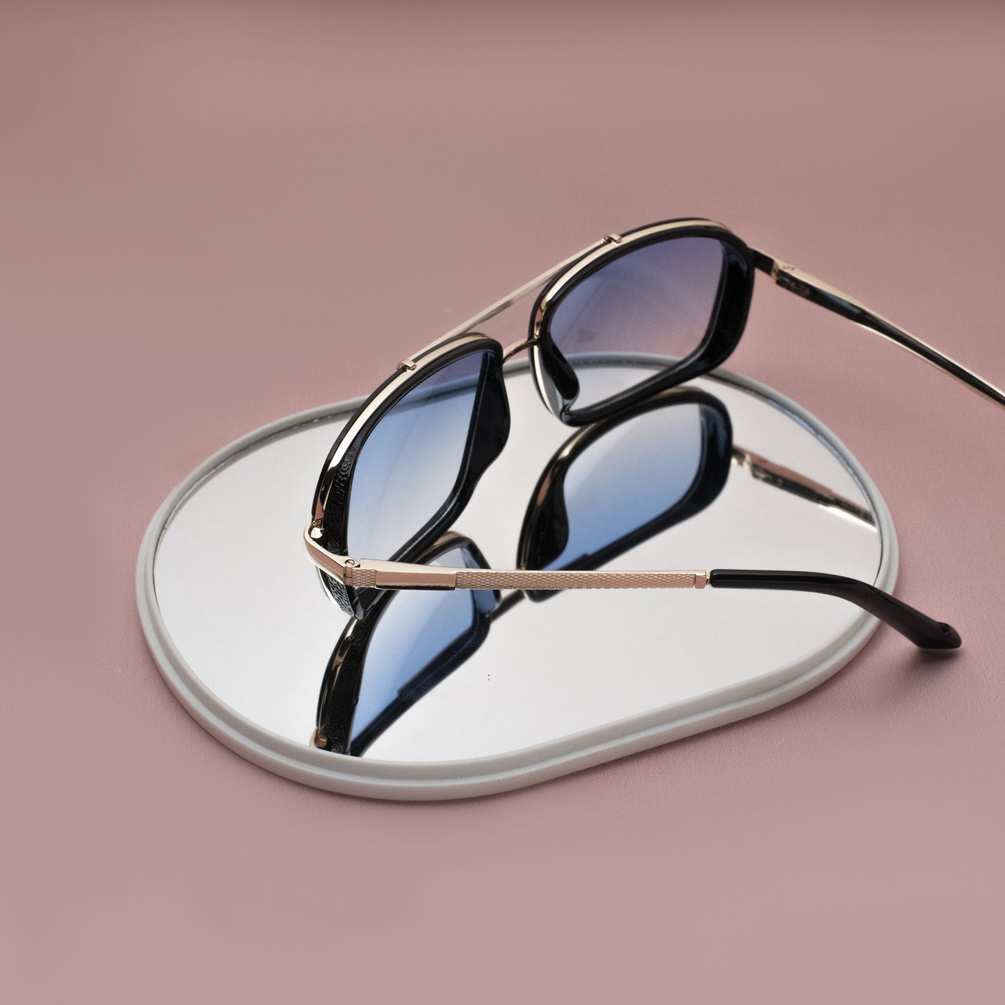 Classy York Gold And Blue Gradient Edition Rectangular Sunglasses