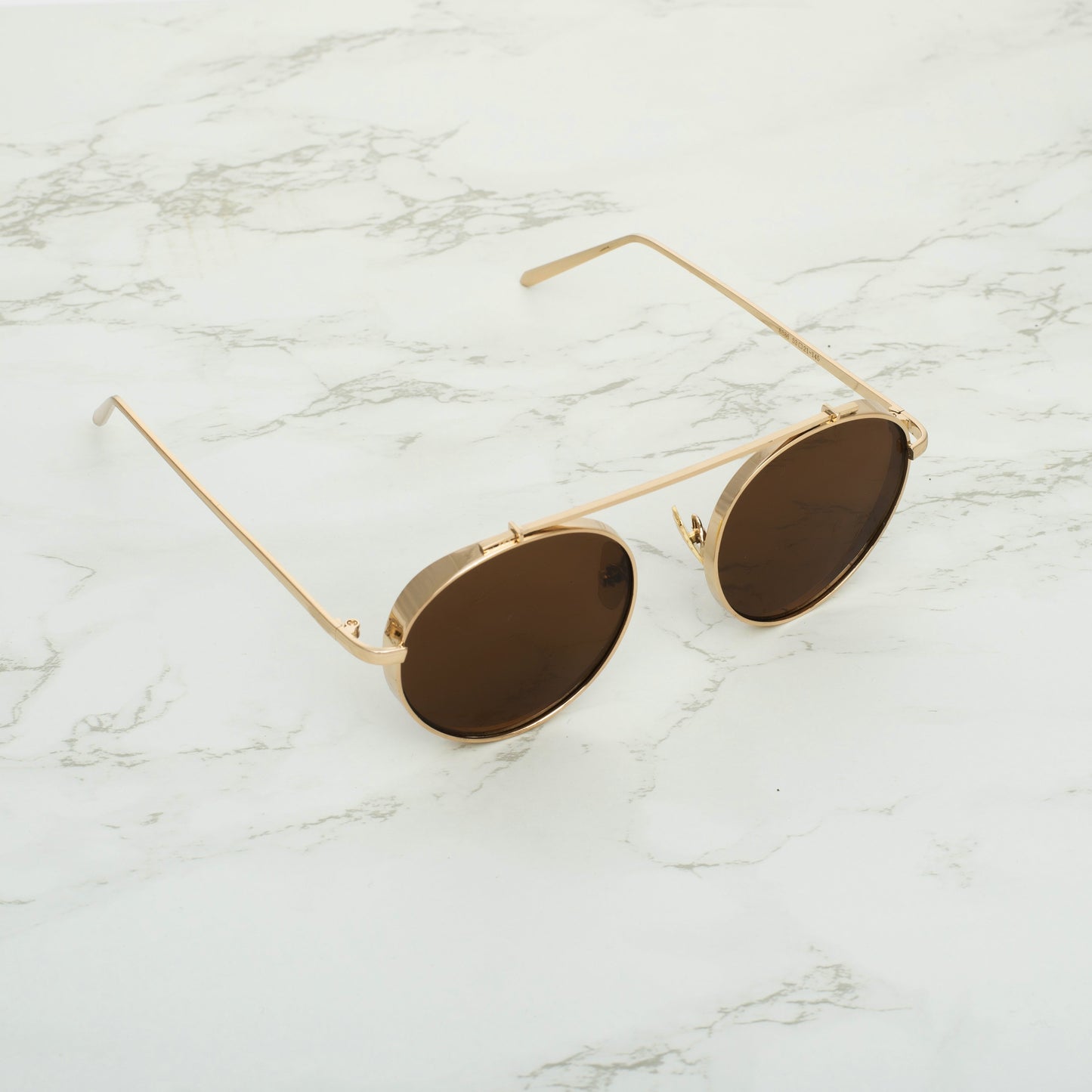 Classy Round Brown And Gold Sunglasses