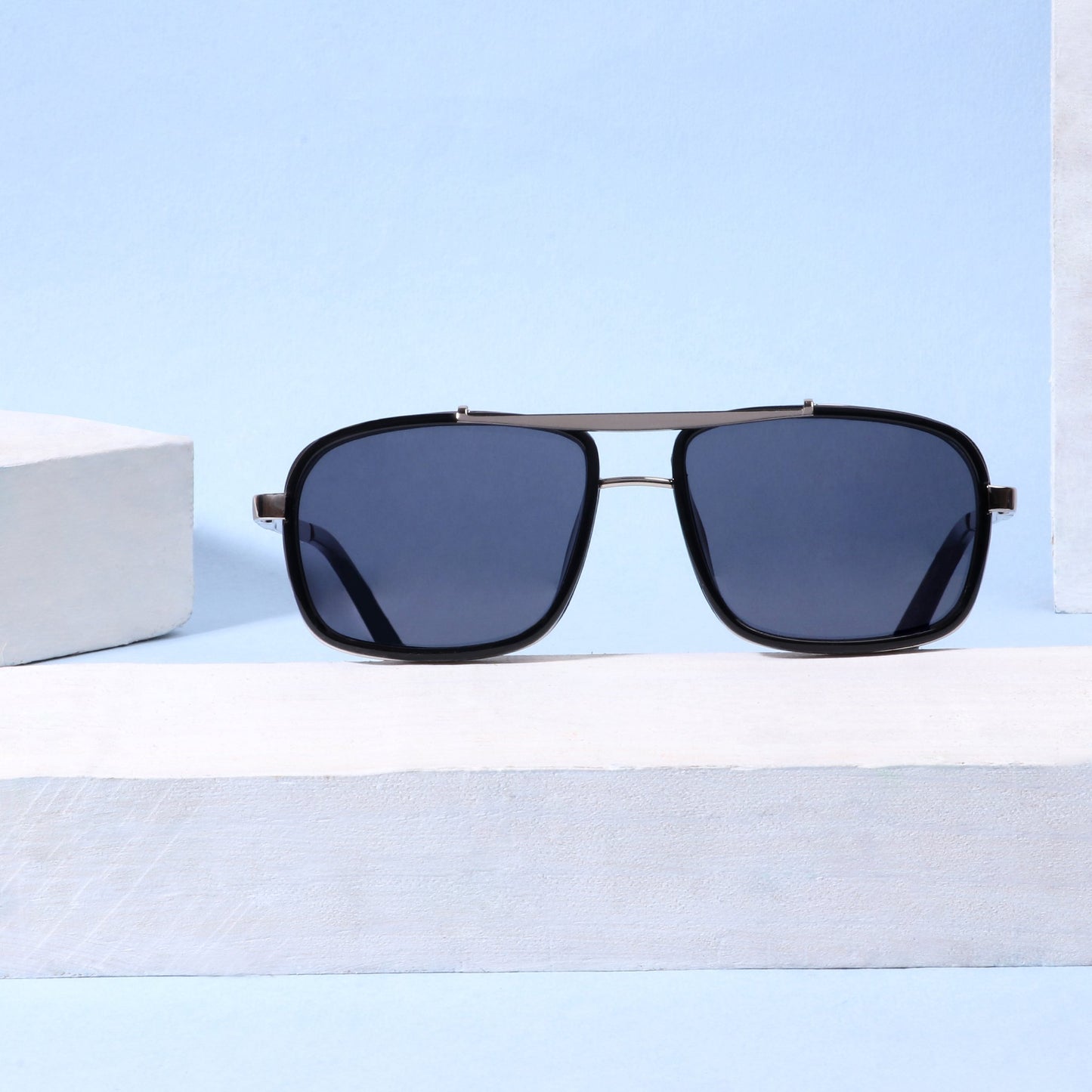 classy york Black And Silver Edition Rectangular Sunglasses