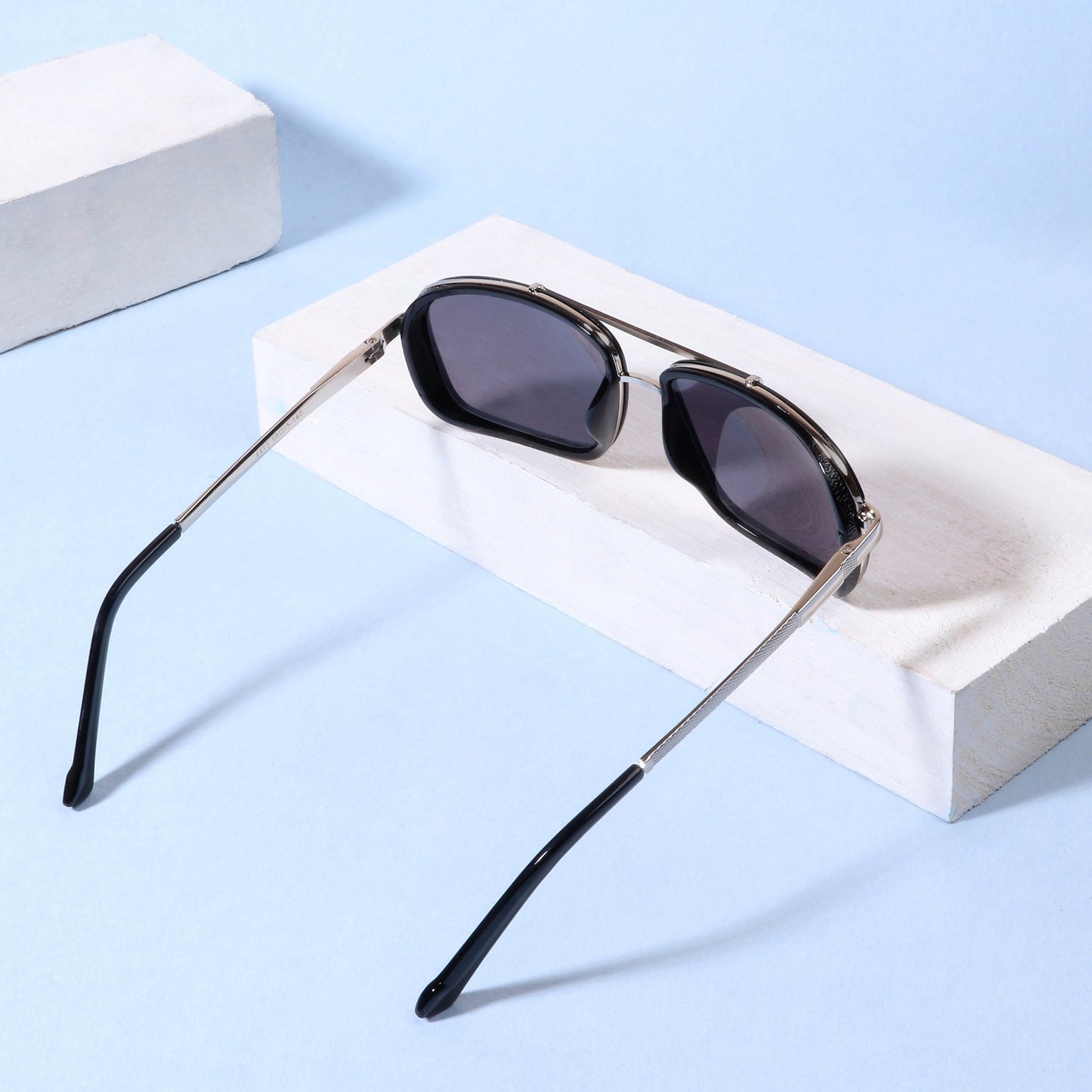 classy york Black And Silver Edition Rectangular Sunglasses