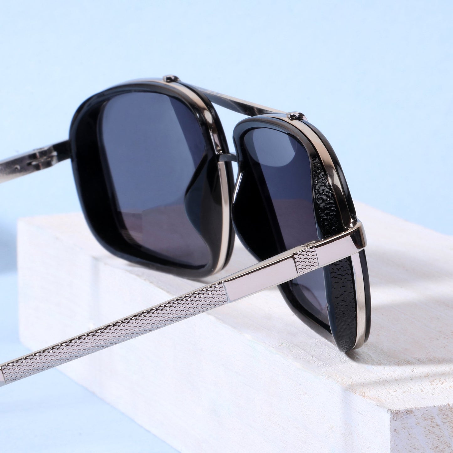classy york Black And Silver Edition Rectangular Sunglasses