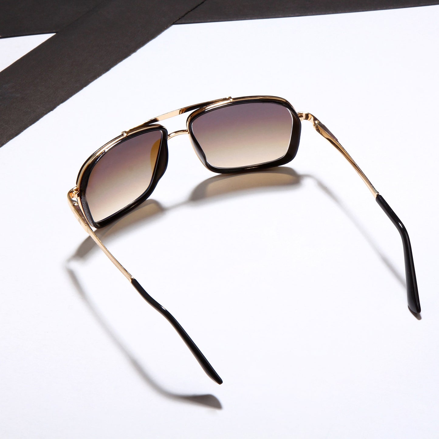Classy York Gold And Brown Gradient Edition Rectangular Sunglasses