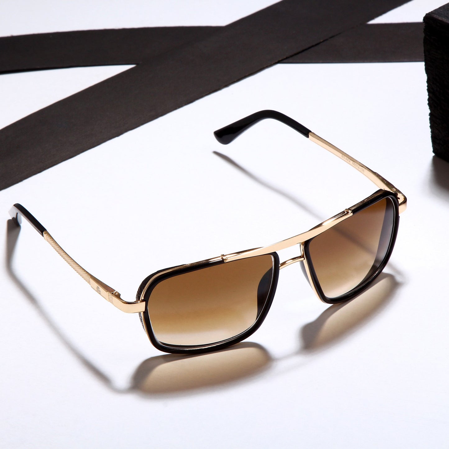 Classy York Gold And Brown Gradient Edition Rectangular Sunglasses