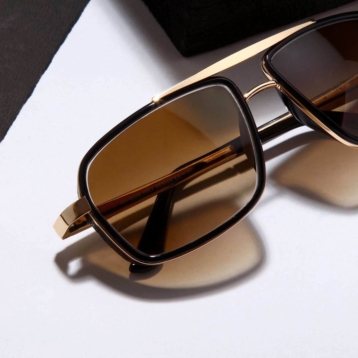 Classy York Gold And Brown Gradient Edition Rectangular Sunglasses