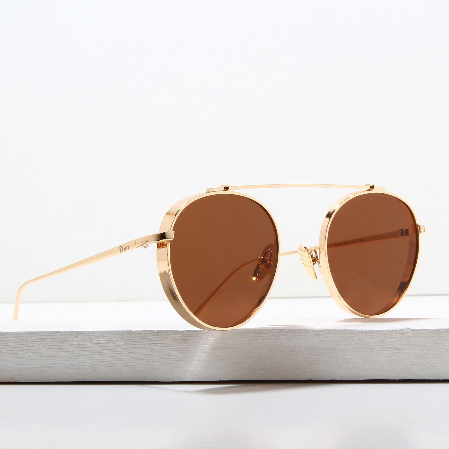 LX Libro Gold and Brown Unisex Sunglasses