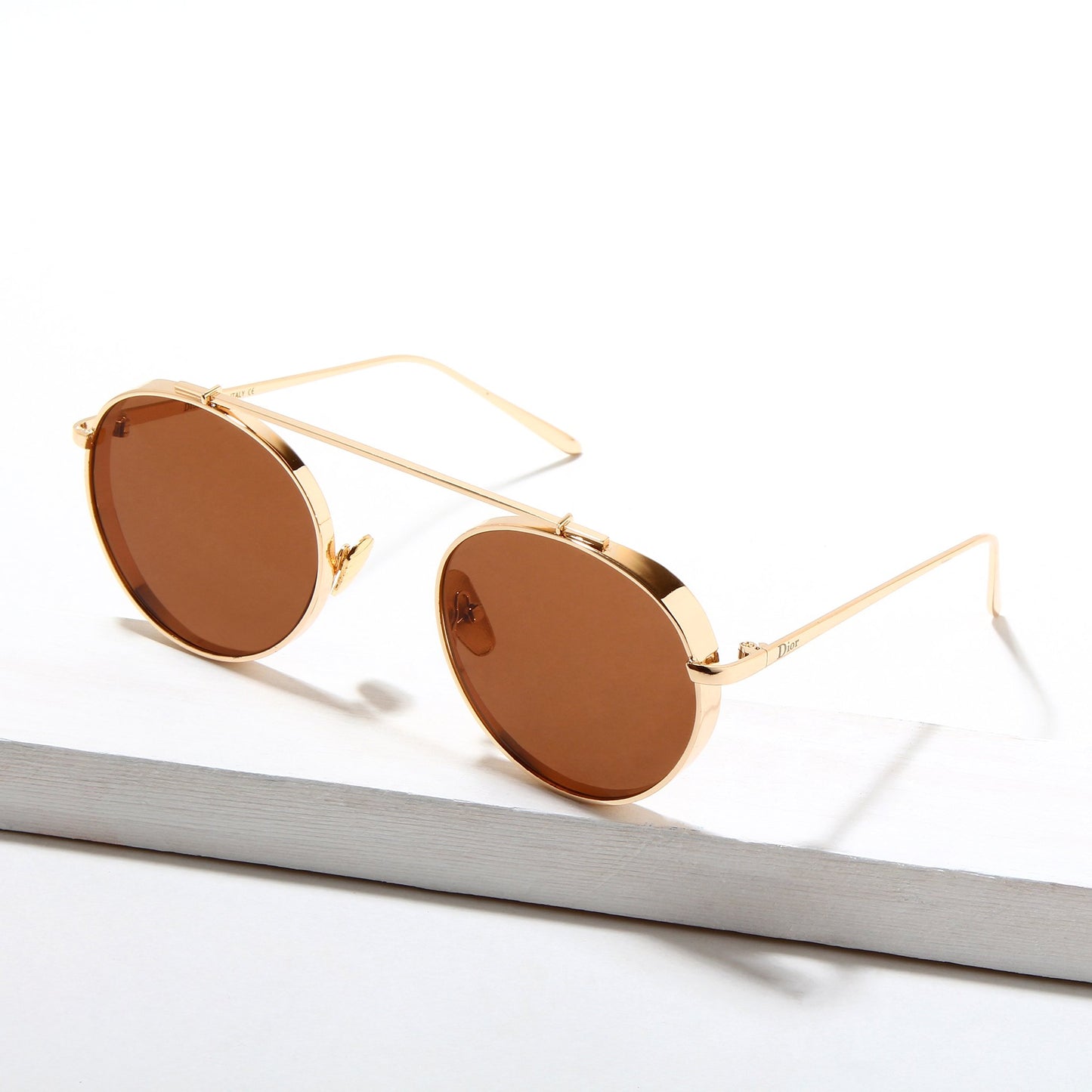 LX Libro Gold and Brown Unisex Sunglasses