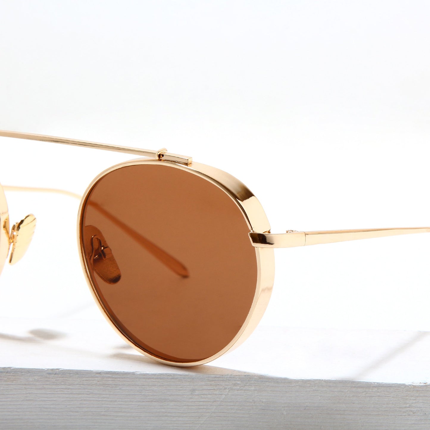 LX Libro Gold and Brown Unisex Sunglasses