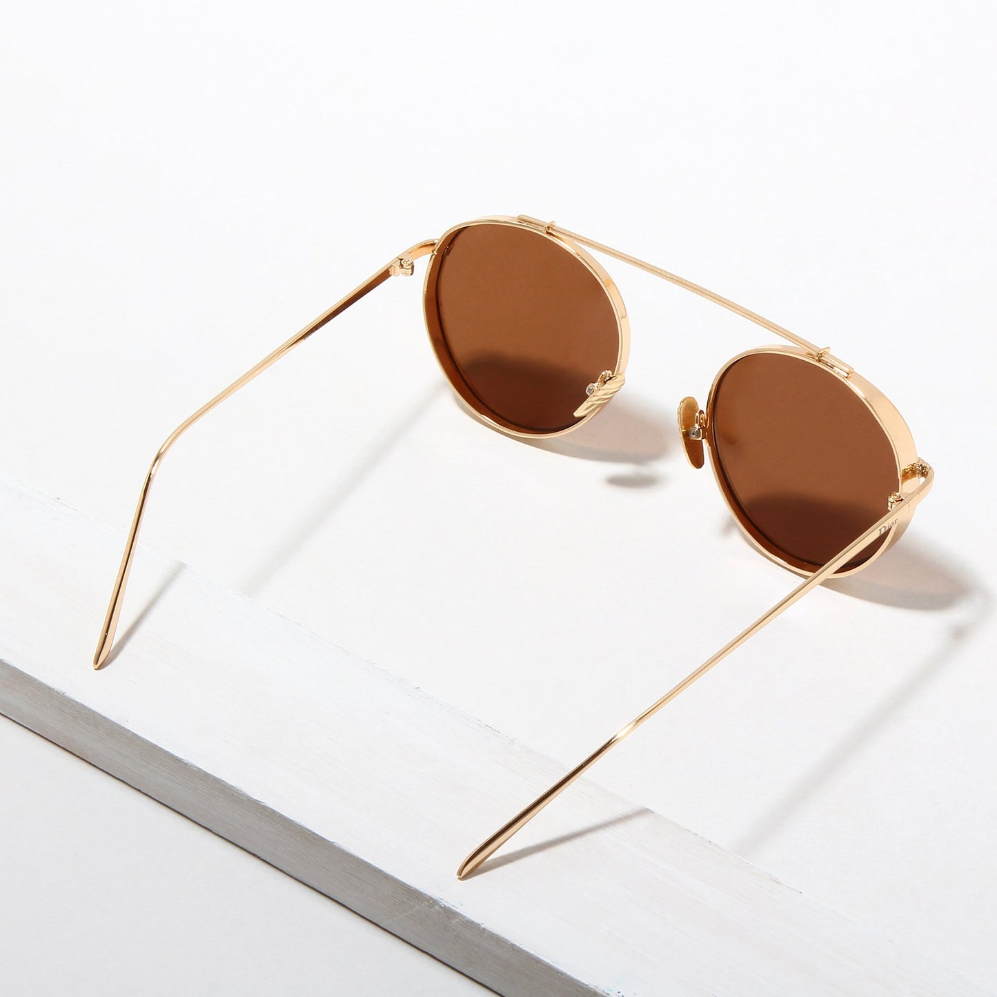 LX Libro Gold and Brown Unisex Sunglasses