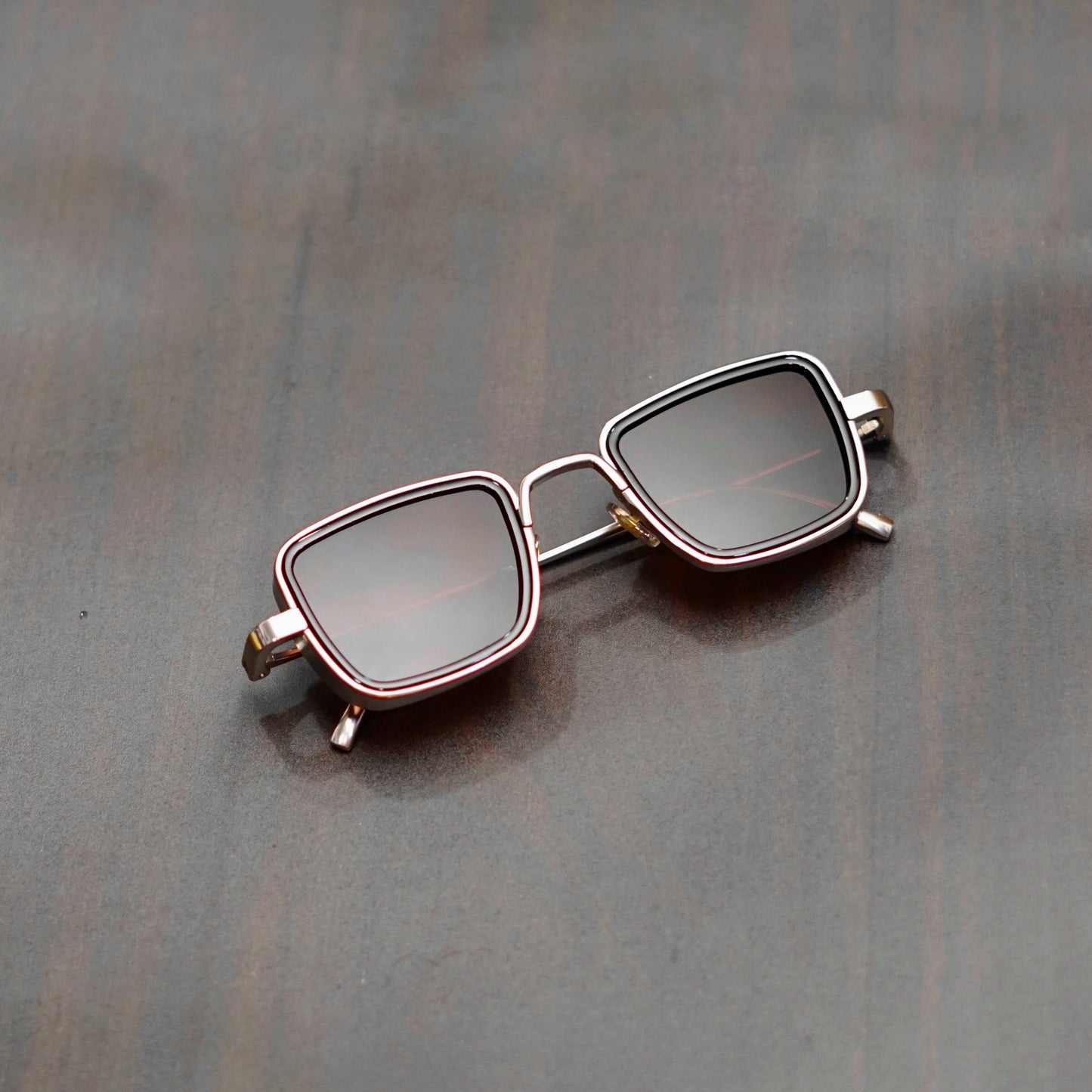 Classy Brown And Silver Retro Square Sunglasses
