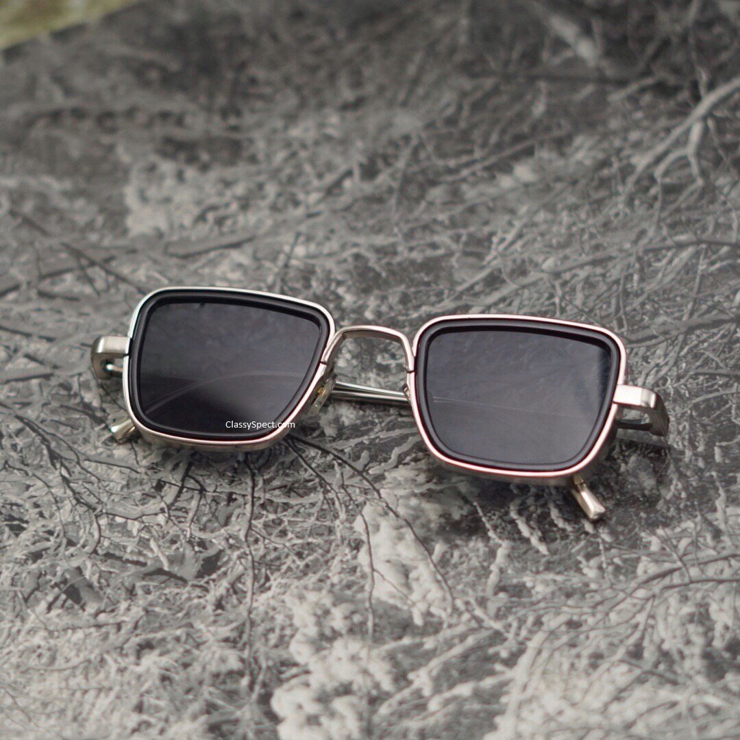 Classy Black And Silver Retro Square Sunglasses