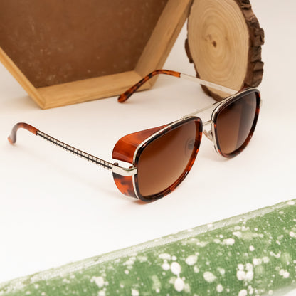 Cloriss Silver And Brown Gradient Retro Square Sunglasses