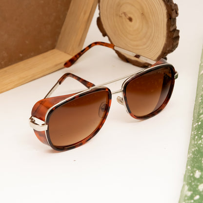 Cloriss Silver And Brown Gradient Retro Square Sunglasses
