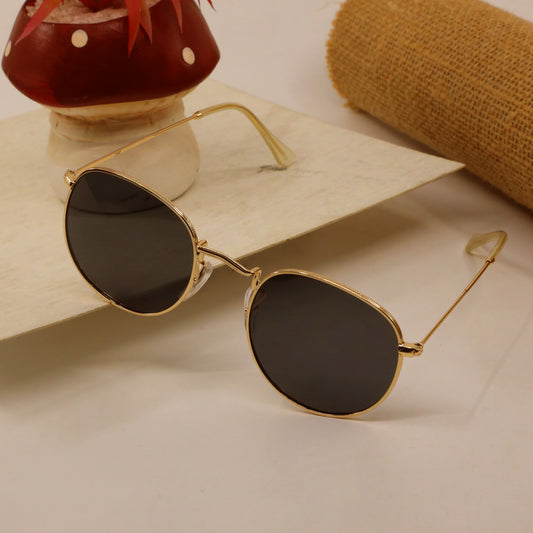Luxy Gold and Black Unisex Sunglasses