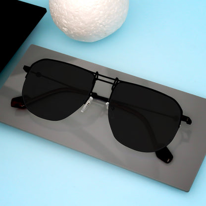 Ploy Black And Black Retro Square Sunglasses