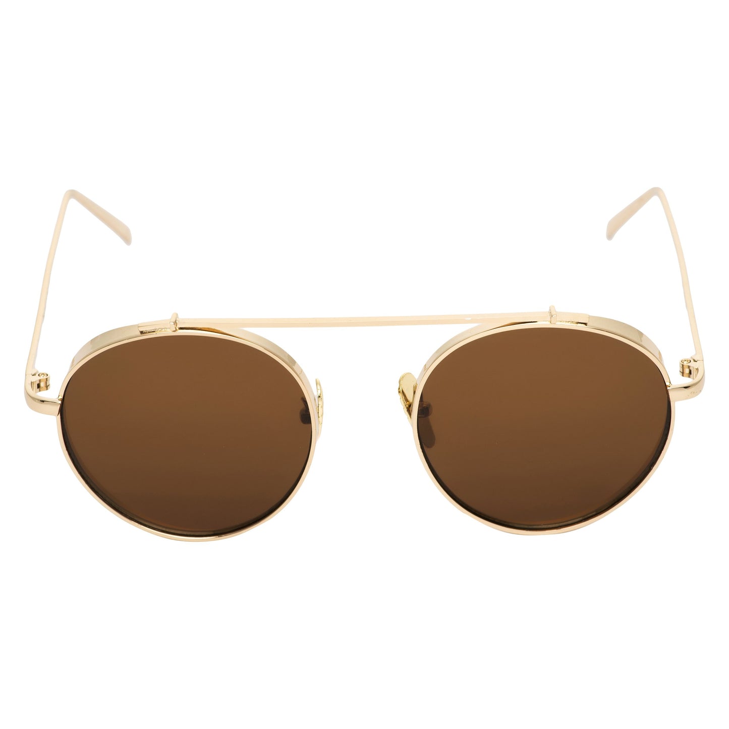 Classy Round Brown And Gold Sunglasses