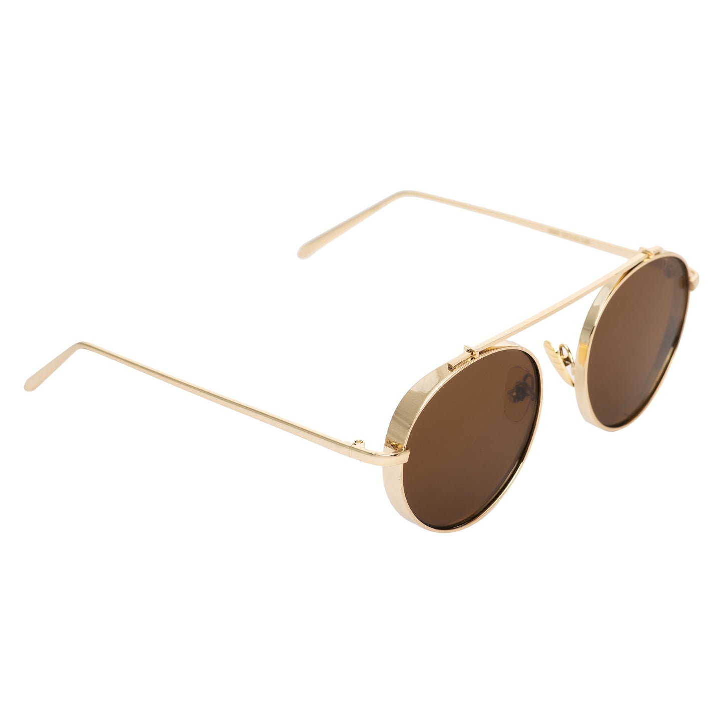 Classy Round Brown And Gold Sunglasses