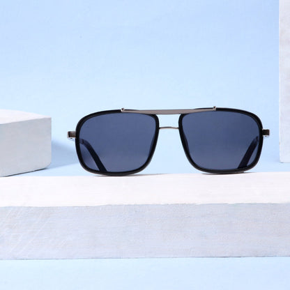 classy york Black And Silver  Edition  Rectangular Sunglasses
