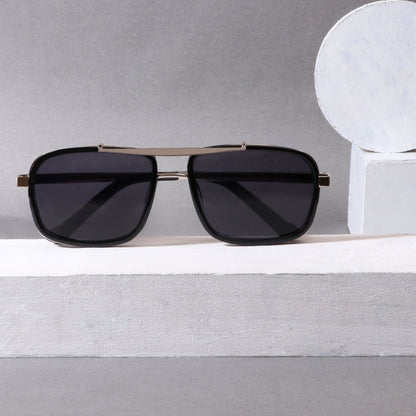 Classy York Silver And Black Edition Rectangular Sunglasses