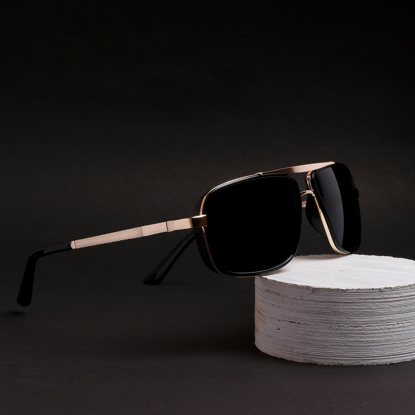 Classy York Gold And Black Edition Rectangular Sunglasses