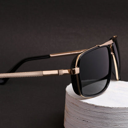 Classy York Gold And Black Edition Rectangular Sunglasses