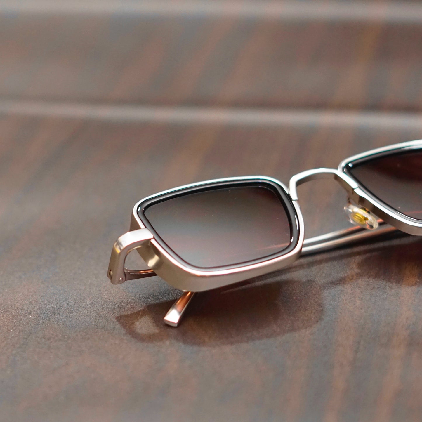 Classy Brown And Silver Retro Square Sunglasses