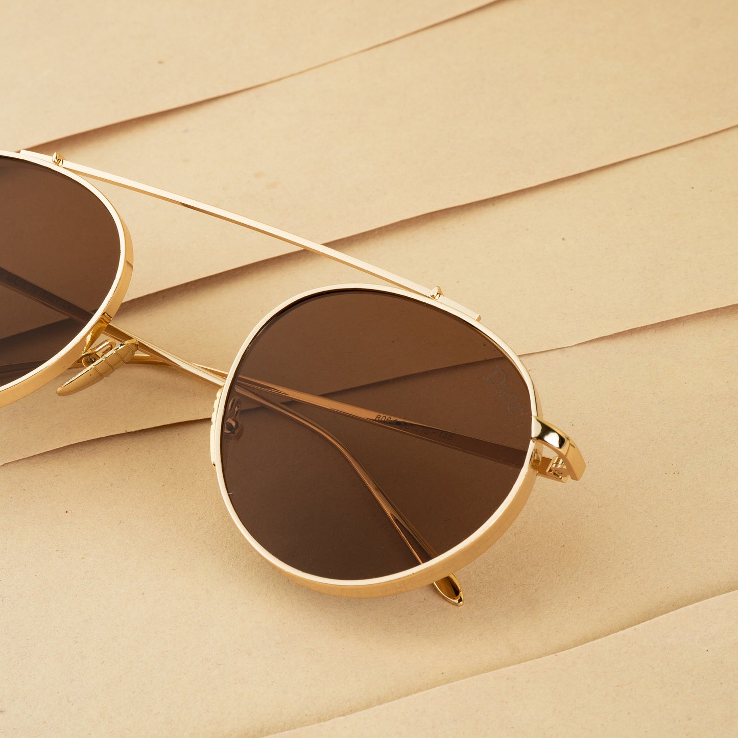 LX Libro Gold and Brown Unisex Sunglasses